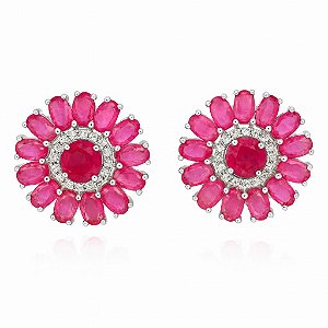 BRINCO MARGARIDA TODA CRAVEJADA DE ZIRCÔNIA FOLHEADO A OURO