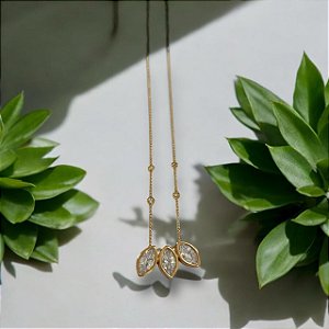 COLAR TRÊS GOTAS FOLHEADO A OURO