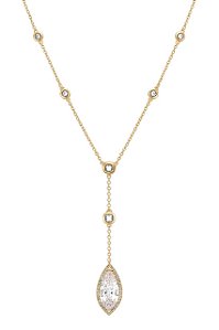 GARGANTILHA ELEGÂNCIA COM PINGENTE GOTA ZIRCÔNIA CRISTAL FOLHEADO A OURO