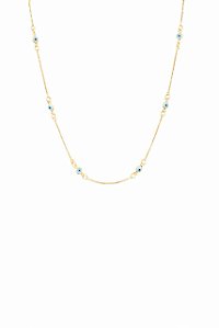 GARGANTILHA CHOKER COM PONTOS EM OLHO GREGO FOLHEADO A OURO