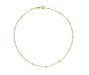 GARGANTILHA COM CORRENTE VENEZIANA DE BOLINHAS FOLHEADO A OURO