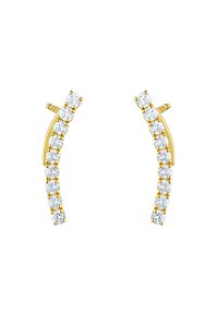 BRINCO EAR CUFF GRANDE TODO CRAVEJADO DE ZIRCÔNIA CRISTAL FOLHEADO A OURO