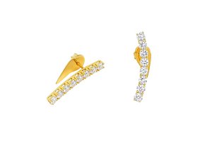 BRINCO EAR CUFF MÉDIO TODO CRAVEJADO DE ZIRCÔNIA CRISTAL FOLHEADO A OURO