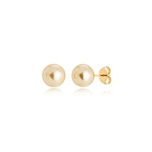 BRINCO PÉROLA 12MM FOLHEADO A OURO