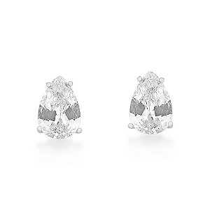 BRINCO GOTINHA ZIRCÔNIA CRISTAL FOLHEADO A RÔDIO BRANCO