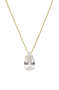 COLAR PINGENTE GOTA GRANDE ZIRCÔNIA CRISTAL FOLHEADO A OURO