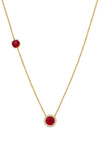 GARGANTILHA DOIS PONTOS DE LUZ ZIRCÔNIA VERMELHO RUBI FOLHEADO A OURO