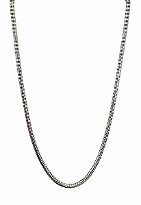 COLAR GARGANTILHA COBRA REDONDA AÇO INOXIDÁVEL 5mm 60cm