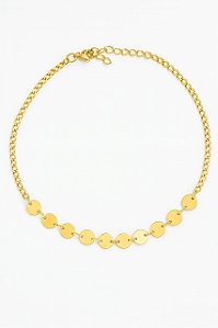 TORNOZELEIRA MEDALHA FOLHEADO A OURO