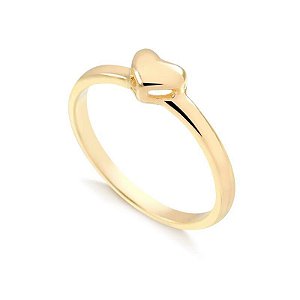 ANEL CORAÇÃO FOLHEADO A OURO