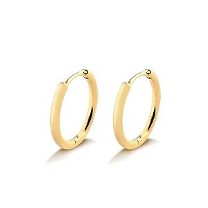 BRINCO ARGOLA CLIKC GRANDE LISA FOLHEADO A OURO