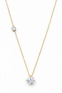 GARGANTILHA DOIS PONTOS DE LUZ ZIRCÔNIA FOLHEADO A OURO