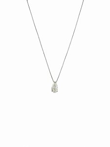 COLAR PINGENTE GOTA ZIRCÔNIA CRISTAL FUZION FOLHEADO A RÔDIO NEGRO