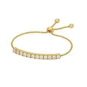 PULSEIRA COM ZIRCÔNIAS DELICADA FOLHEADO A OURO