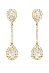 BRINCO DUAS GOTAS CRAVEJADAS DE ZIRCÔNIA FOLHEADO A OURO