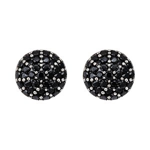 BRINCO BOTÃO COM ZIRCÔNIA NEGRA FOLHEADO A RÔDIO NEGRO