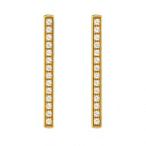 BRINCO BARRA MINIMALISTA CRAVEJADO DE ZIRCÔNIA FOLHEADO A OURO
