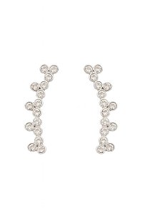 BRINCO EAR CUFF COM PEDRA DE ZIRCÔNIA DUAS FORMAS DE USA FOLHEADO A RÔDIO BRANCO