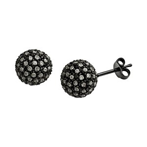 BRINCO ESFERA CRAVEJADO COM MICRO ZIRCÔNIA FOLHEADO A RÔDIO NEGRO