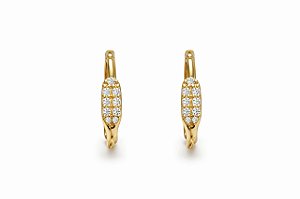 BRINCO ARGOLA CLICK ELEGÂNCIA CRAVEJADA COM ZIRCÔNIAS FOLHEADA A OURO