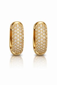 BRINCO ARGOLA CLICK GRANDE E LARGA CRAVEJADA COM ZIRCÔNIAS FOLHEADO A OURO