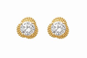 BRINCO ARGOLA CLICK COM ZIRCÔNIA CENTRAL TEXTURIZADA FOLHEADO A OURO