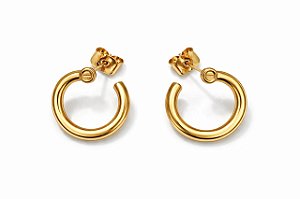 BRINCO ARGOLA LISA COM PINO E TARREXA FOLHEADO A OURO