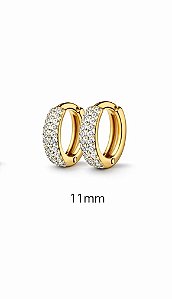 BRINCO ARGOLA CLICK CRAVEJADO COM ZIRCÔNIAS FOLHEADO A OURO