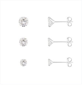 TRIO DE BRINCOS PONTO DE LUZ EM PRATA 925 COM ZIRCÔNIA