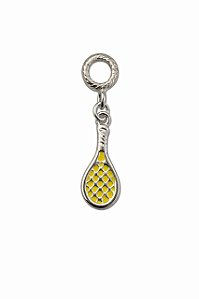 PINGENTE RAQUETE DE TÊNIS EM PRATA 925 COM DETALHE ESMALTADO AMARELO