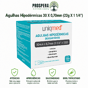 Agulha Hipodérmica 30 X 0,70mm (22g x 1 1/4)