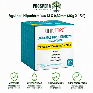Agulha Hipodérmica 13x 0,30mm (30gx1/2)