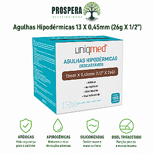 Agulha Hipodérmica 13x0,45mm (26g x 1/2)