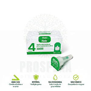 Agulha para caneta de insulina 4mmx0,23mm (32G) - caixa com 100