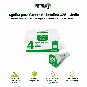 Agulha para caneta de insulina 4mmx0,23mm (32G)
