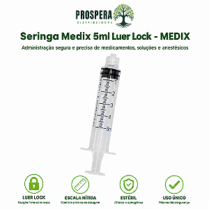 Seringa 5ml Sem Agulha - Luer Lock
