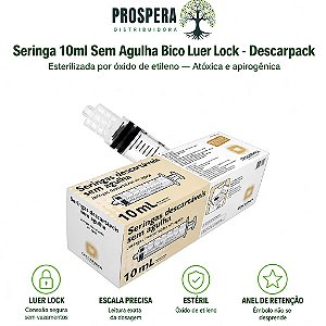 Seringa 10ml Sem Agulha - Luer Lock