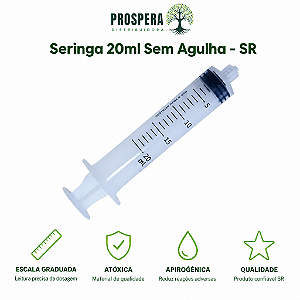 Seringa 20ml Sem Agulha - Luer Lock