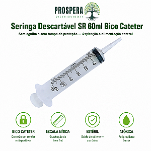 Seringa 60ml Sem Agulha - Bico Cateter
