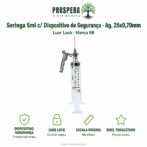 Seringa 5ml Com Agulha 25x0,70mm - Luer Lock