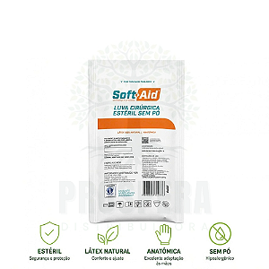 Luva Cirúrgica De Látex Estéril Sem Pó Soft+Aid (PAR)