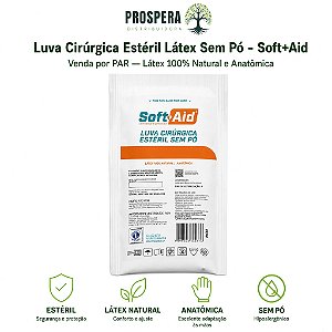 Luva Cirúrgica De Látex Estéril Sem Pó Soft Aid
