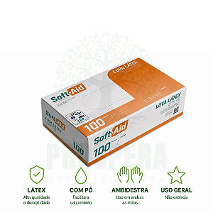 Luvas De Procedimento Látex Com Pó Soft Aid - caixa com 100