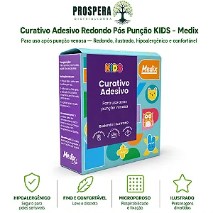 Curativo Adesivo Redondo Infantil Pós Punção Medix