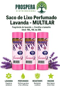Saco de Lixo Lavanda Multilar Rolo perfumado 10L, 15L ou 30L