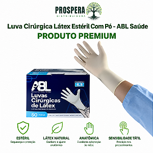 10 pares Luva Cirúrgica De Látex Estéril Com Pó ABL SAÚDE Premium