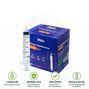 Seringa 10ml Sem Agulha Luer Slip (Blister) - Medix