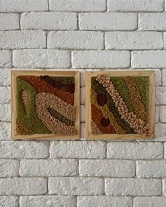 Tapeçaria Dupla de Quadros Relevos 23x23