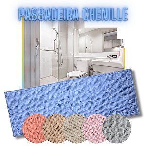 Tapete Passadeira Chenille 110x40 cm Antiderrapante