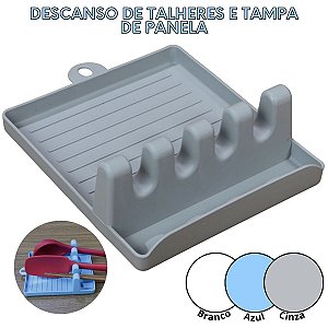 Descanso de Talheres e Suporte para Tampa de Panela com Bandeja Coletora 14,5x13cm